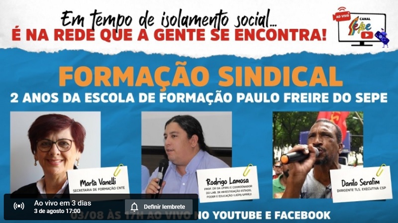 Debate – 2 anos da escola de formação Paulo Freire do SEPE/RJ