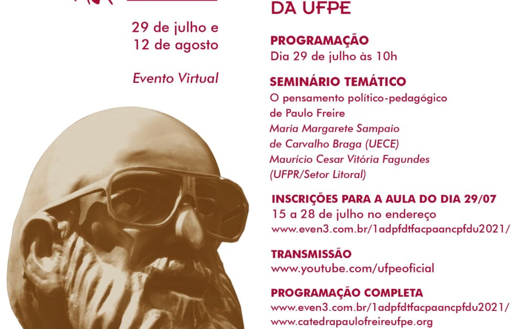 Aulas abertas na Cátedra Paulo Freire – UFPE – 29/07