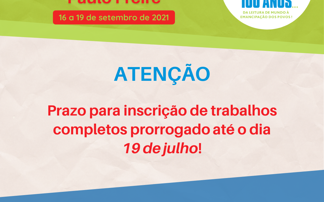 XI Colóquio Internacional Paulo Freire – 100 anos de Paulo Freire: da leitura de mundo à emancipação dos povos