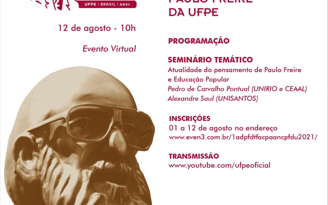 Aulas abertas na Cátedra Paulo Freire – UFPE – 12/08