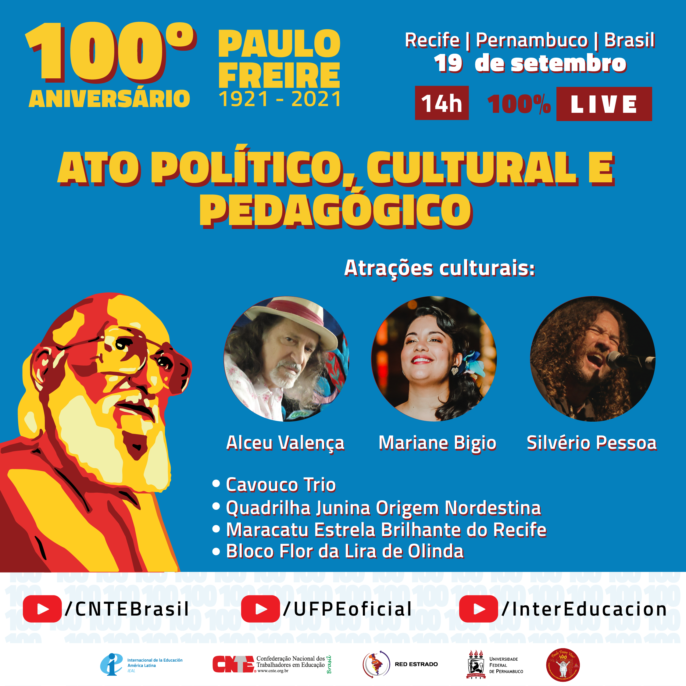 Participe da LIVE do Centenário de Paulo Freire – 19 e 20 de setembro