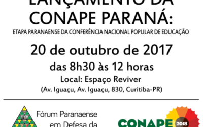 [PR] Lançamento da CONAPE Paraná nesta sexta-feira (20), em Curitiba (PR)