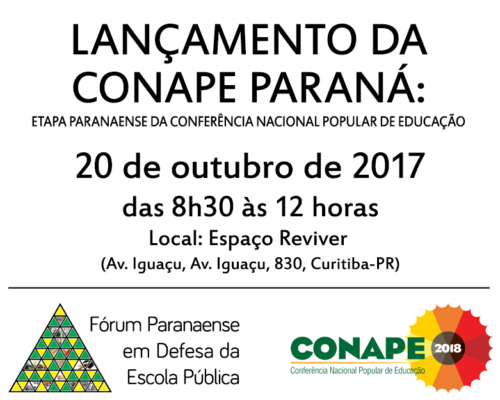 [PR] Lançamento da CONAPE Paraná nesta sexta-feira (20), em Curitiba (PR)