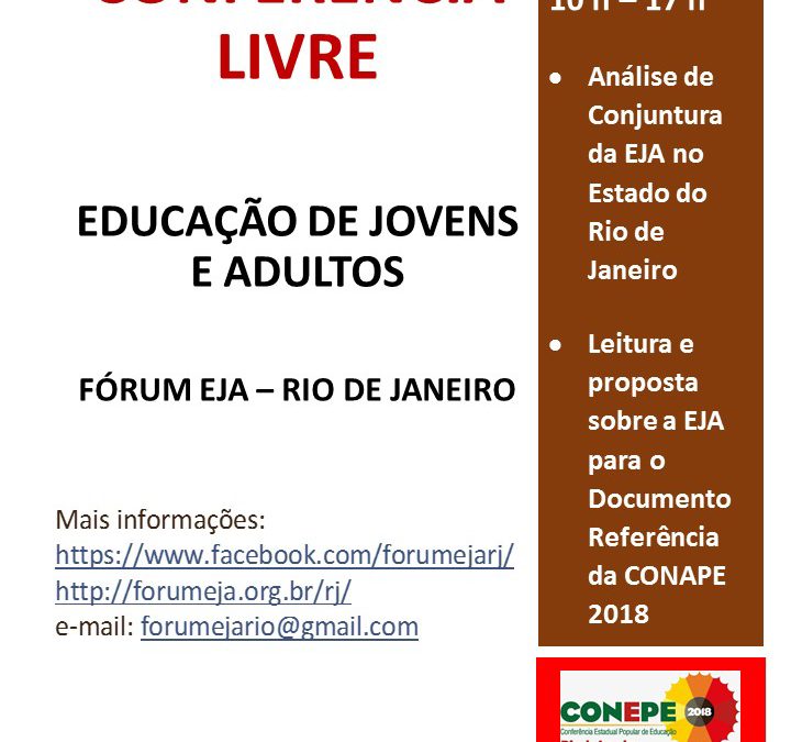 [RJ] Conferência Livre – Educação de Jovens e Adultos