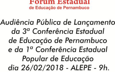 [PE] 3ª Conferência Estadual de Educação de Pernambuco e 1ª CONEPE