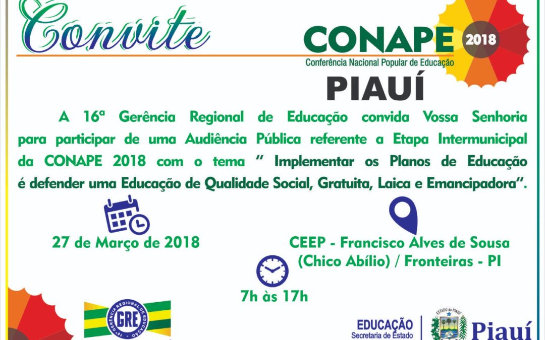 [PI] Audiência Pública referente a Etapa Intermunicipal da CONAPE 2018