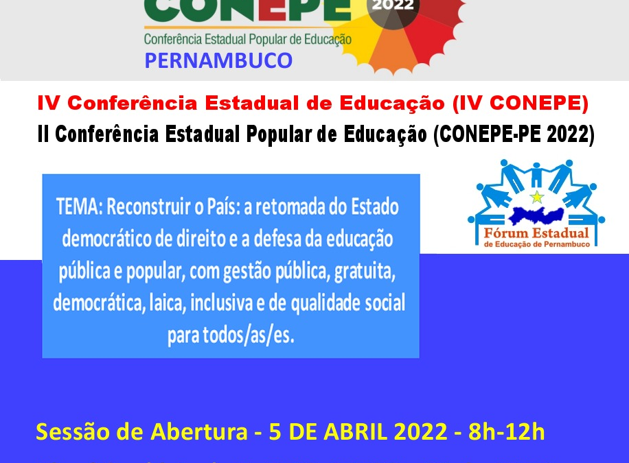 [PE] II Conferência Estadual Popular de Educação de Pernambuco será realizada de 5 a 29 de abril