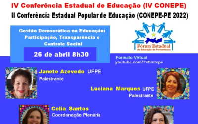 [PE] Conepe Pernambuco 2022 – Gestão Democrática na educação: participação, transparência e controle social